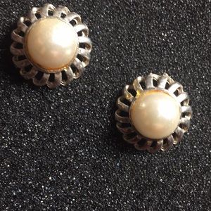 Vintage pearl and silver earrings